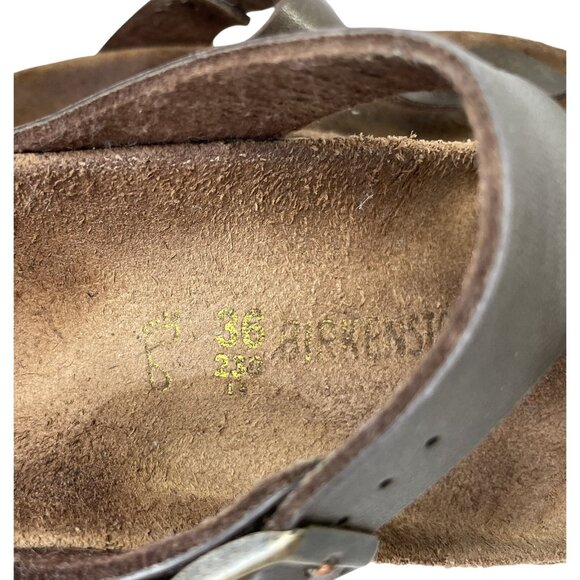 Birkenstock Womens Gizeh Footbed Sandals Brown Leather Shoe Ankle Strap Buckle 5 - Picture 9 of 11